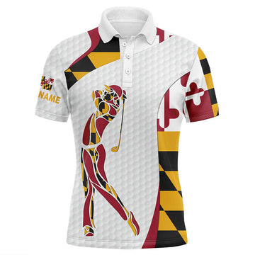 Personalized Maryland Flag Golf Polo for Men N6355