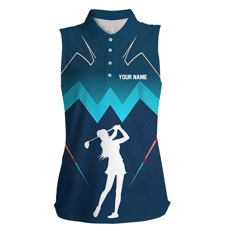 
Women's Custom Name Sleeveless Polo Shirt - Blue Golf Apparel for Ladies, Perfect Gift for Golf Lovers
 N8242