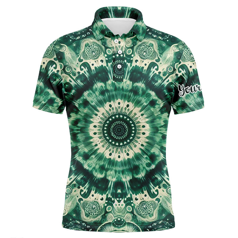 Men's Custom Tie-Dye Golf Polo Shirt in Green - Stylish Golf Attire for Men N7047