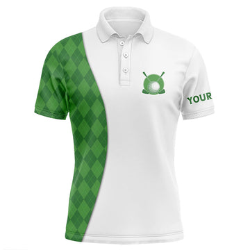 Custom Green Argyle Plaid Pattern Men's Golf Polo Shirt - Premium Golf Wear N7291