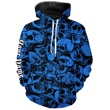 Blue Skull Camo Golf Hoodie - Custom Cool Design, Perfect Gift for Golfers N8958
