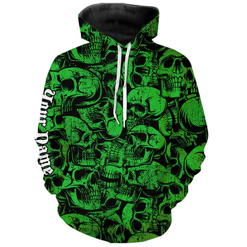 Green Skull Camo Pattern Golf Hoodie - Custom Cool Design, Perfect Gift for Golfers N8959