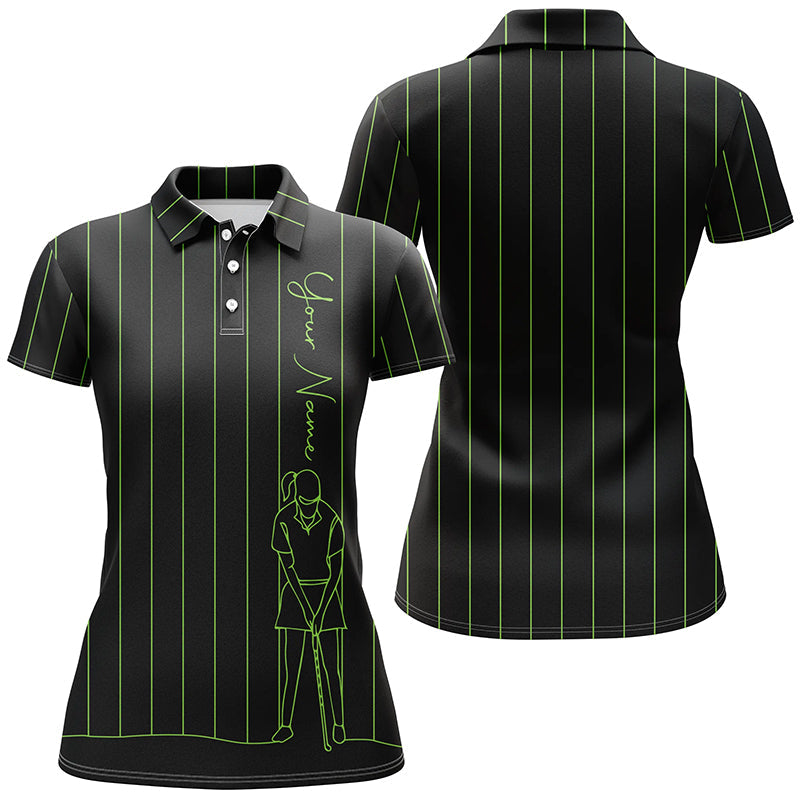Custom Women's Golf Polo Shirt with Green Stripes - Stylish Golf Top for Ladies, Perfect Golf Gift for Her N7307