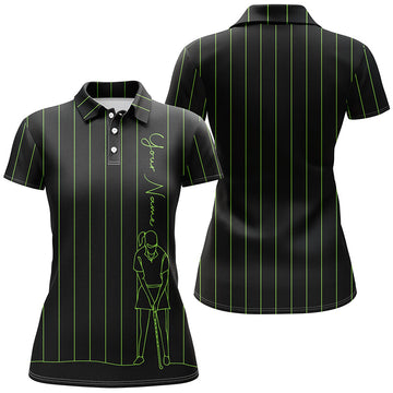 Custom Women's Golf Polo Shirt with Green Stripes - Stylish Golf Top for Ladies, Perfect Golf Gift for Her N7307