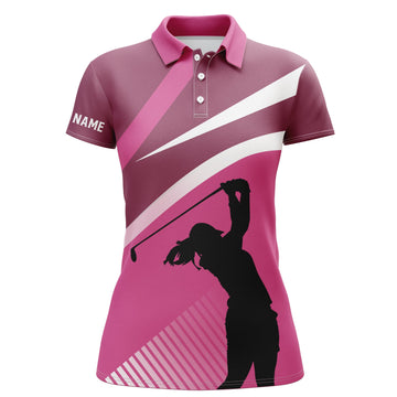 Custom Name Pink Women's Golf Polo Shirt N3625