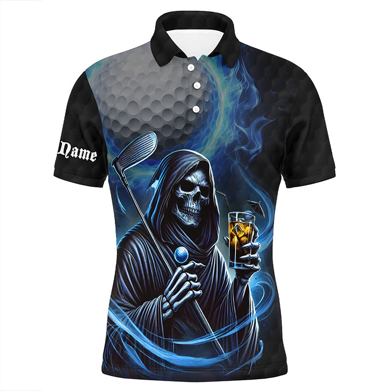 
Funny Blue Fire Reaper Golf Skull Men's Polo Shirt - Custom Personalized Golf Gift
 N8303