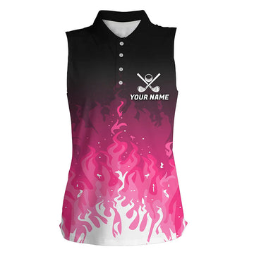 
Custom Pink Flame Sleeveless Polo Shirts for Women - Personalized Golf Outfit
 N8309