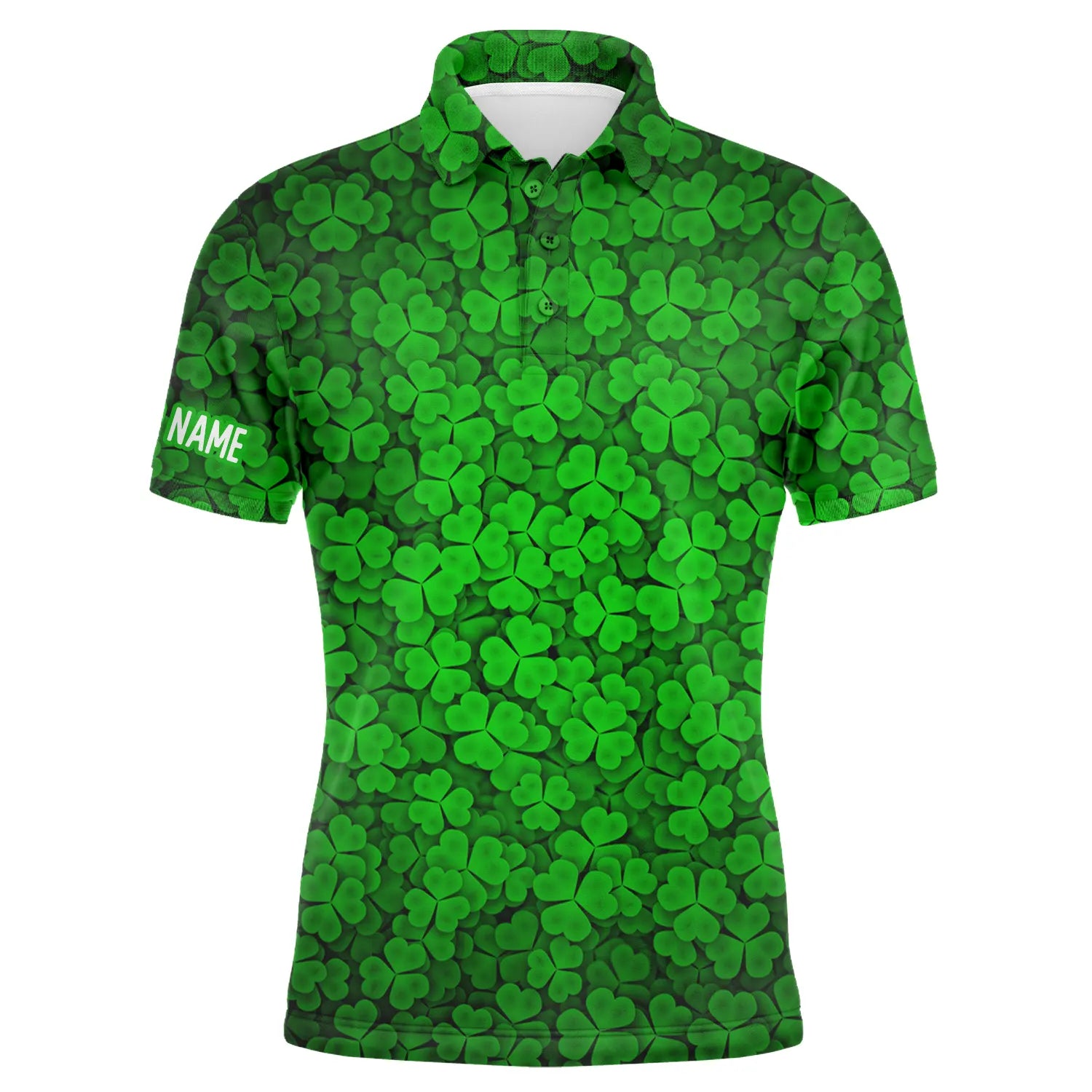 Men's Green Clover St. Patrick's Day Golf Polo Shirt - Custom Team Golf Polo N4762