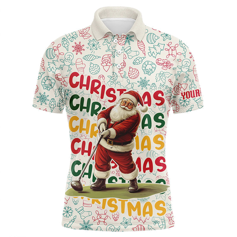 Funny Christmas Santa Men's Golf Polo Shirt | Custom Golf Outfit | Personalized Golf Gift N8998