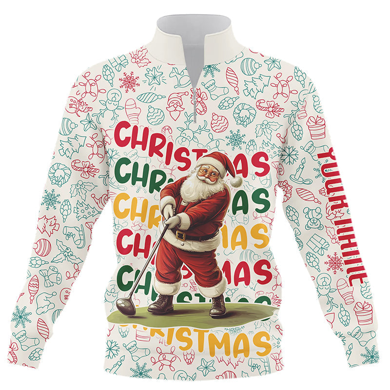 Funny Christmas Santa Quarter Zip Golf Sweatshirt - Custom Personalized Golf Sweater Gift N8998