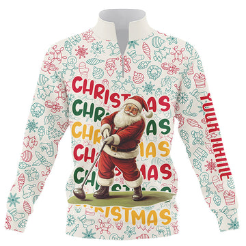 Funny Christmas Santa Quarter Zip Golf Sweatshirt - Custom Personalized Golf Sweater Gift N8998