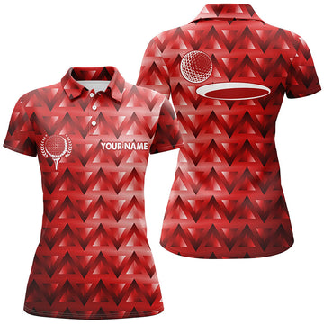 Red Triangle Pattern Women's Golf Polo Shirt - Custom Golf Tops for Ladies, Golf Gifts N7510