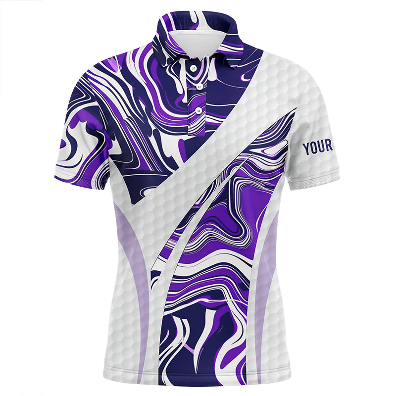 Men's Purple Camo Golf Polo Shirt with Custom White Golf Ball Design - Premium Golf Top for Men, Ideal Gift for Golf Enthusiasts N7511