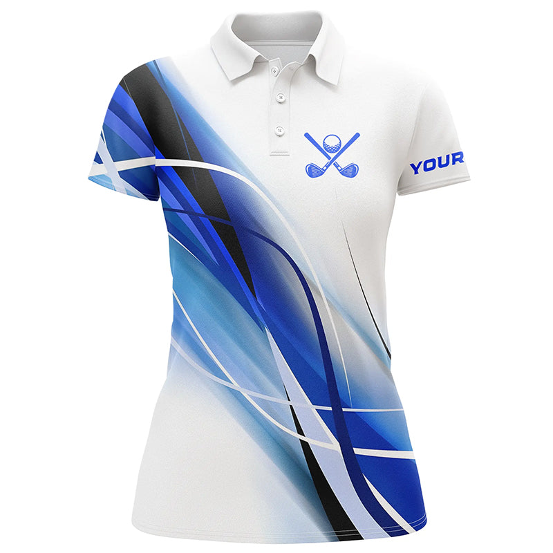 
Women's Custom Golf Polo Shirt - White and Blue Golf Tops, Perfect Gift for Golfers
 N8335