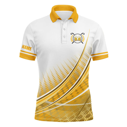 
Men's Custom Golf Polo Shirt - White and Yellow - Comfortable Golf Apparel for Beer Lovers
 N8340