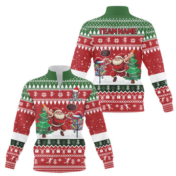 Funny Ugly Christmas Santa Quarter Zip Sweatshirt for Disc Golf - Custom Team Frisbee Golf Sweater Outfit N9028