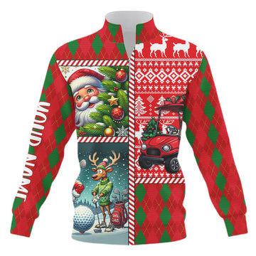 Funny Ugly Christmas Argyle Pattern Quarter Zip Golf Sweatshirt - Custom Holiday Golf Sweater N9032