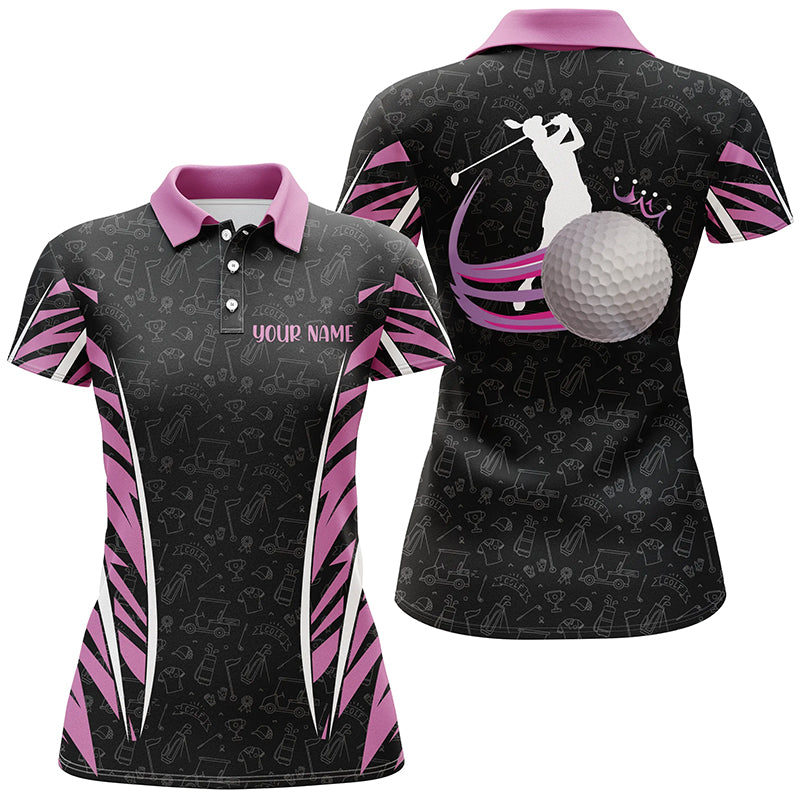 Women's Custom Pink and Black Camo Golf Polo Shirts - Stylish Golf Tops for Ladies N7208