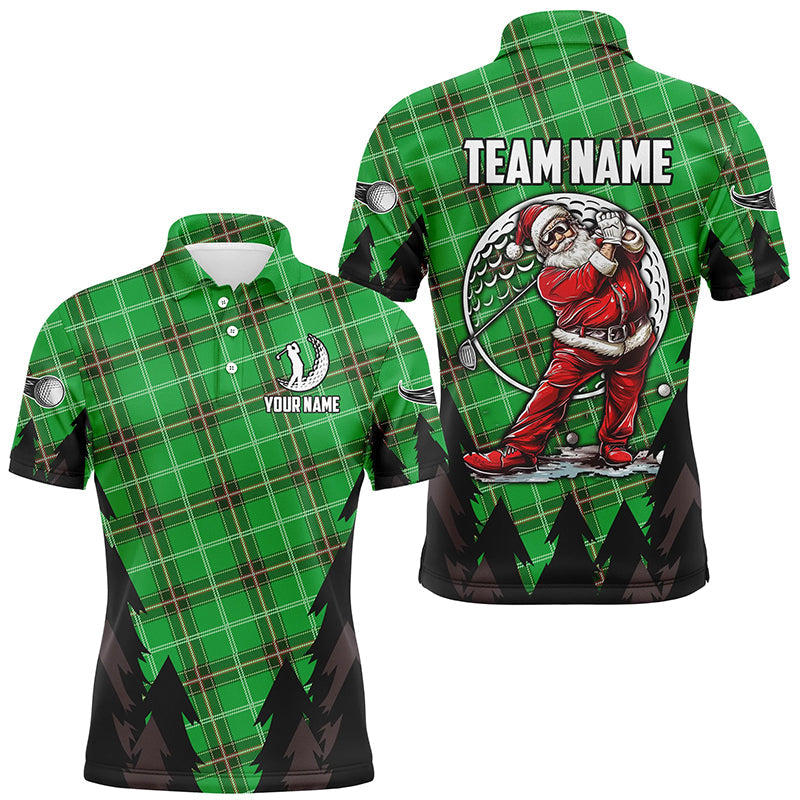 
Men's Custom Green Argyle Santa Golfer Polo Shirt – Christmas Golf Shirt for Best Team
 N8154