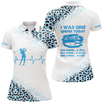 Women's Blue Leopard Golf Polo - "One Under Today" Custom Name N5106