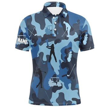 Men's Personalized Blue Camo Golf Polo Shirt N4637