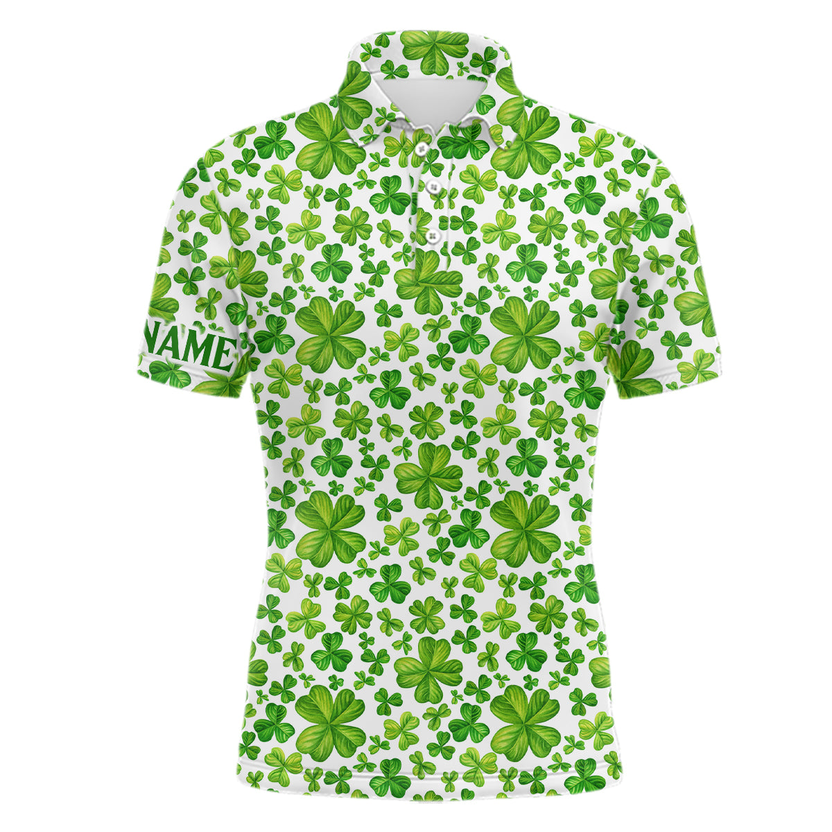 Men's Watercolor Green Clover St. Patrick's Day Golf Polo Shirt - Custom Golf Polo N7181