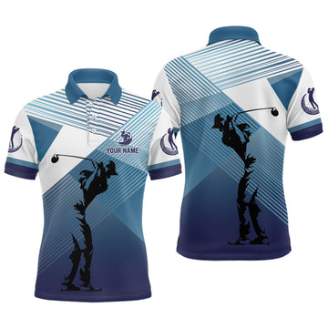 Men's Custom Abstract Blue Background Golf Polo Shirts - Team Golf Tops for Men N7075