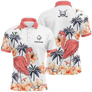 Men's Pink Flamingo Tropical Golf Polo Shirt L0098