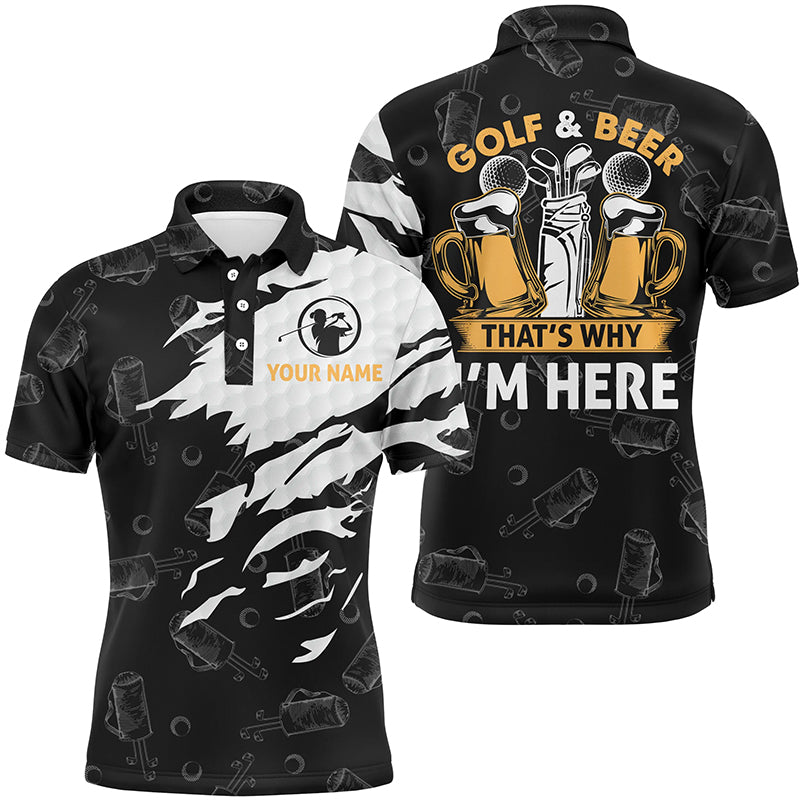 Funny Golf & Beer Pattern Golf Shirt, Golf And Beer Drinking Golf Shirt For Men, Golfer Gift