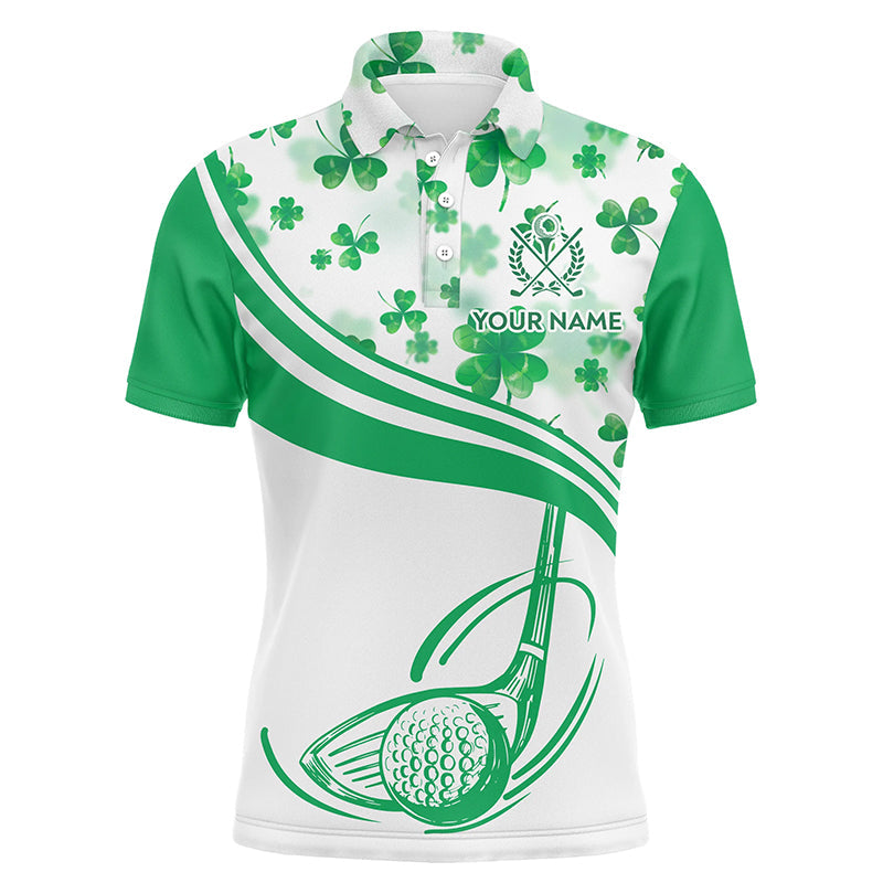 Stylish Green Clover St. Patrick's Day Men's Golf Polo Shirt - Customizable Golf Apparel for Him - Perfect Golf Gift L1300