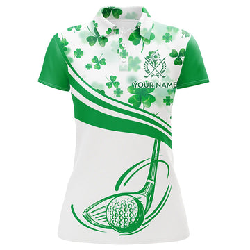 Stylish Green Clover St. Patrick's Day Women's Golf Polo Shirt - Personalized Golf Gift L1300