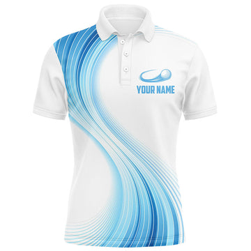 Blue and White Gradient Men's Golf Polo Shirt - Personalized with Custom Name - Ideal Golfing Gift for Men L1317