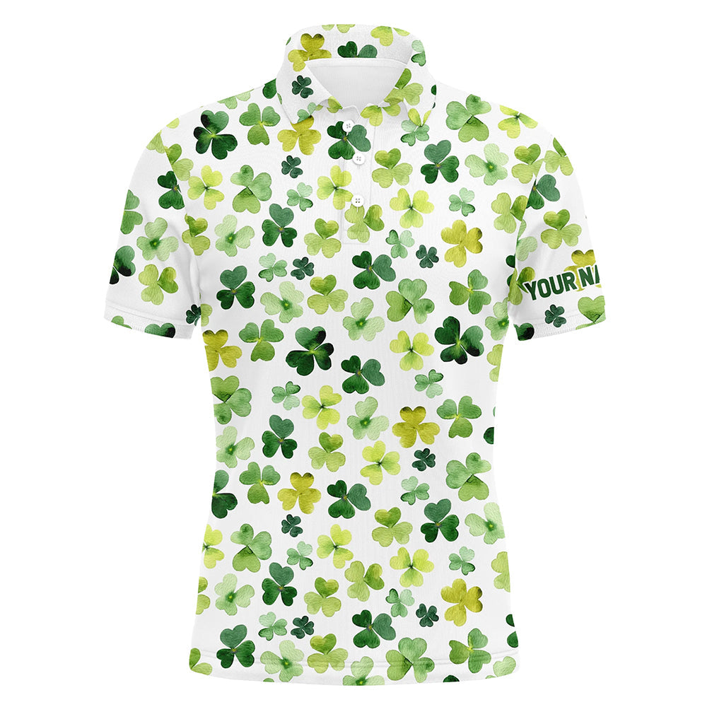 Green Clover Leaf St Patrick's Day Men's Golf Polo Shirt Personalized Golf Shirts for Men L1259