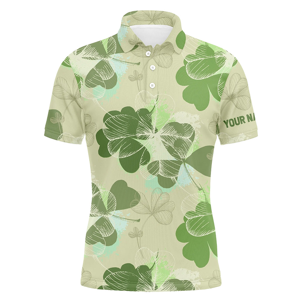 Men's Vintage 3D Clover Leaf St. Patrick's Day Golf Polo Shirt - Custom Golfing Gift L1264