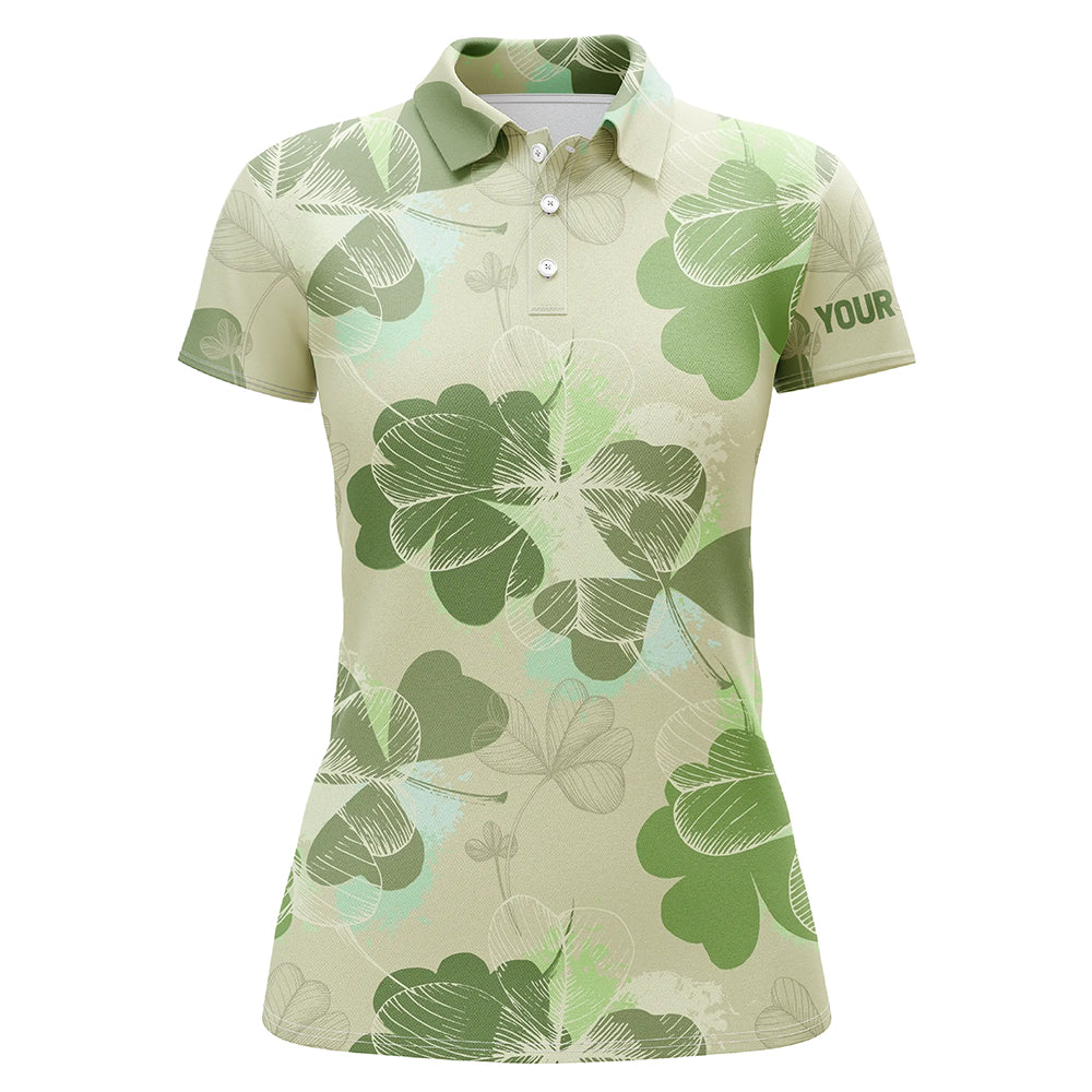 Vintage 3D Clover Leaf St. Patrick's Day Golf Shirt | Custom Women's Golf Polo | Golfing Gifts L1264