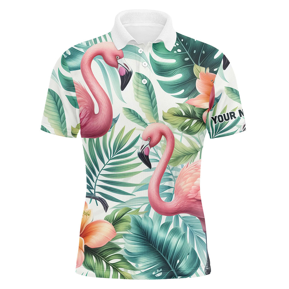 Tropical Pink Flamingo Men's Golf Polo Shirt | Custom Golf Shirts for Him | Golf Gifts L1310