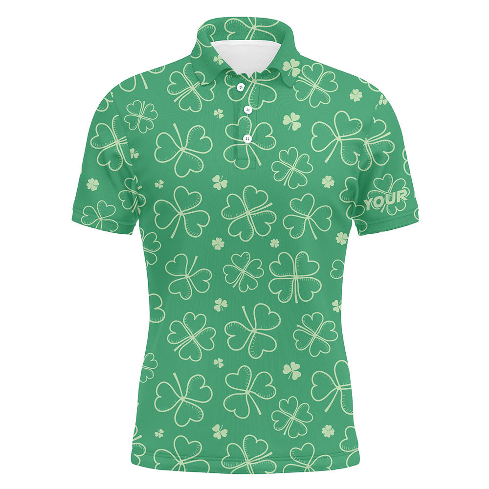 Personalized Green Clovers St. Patrick's Day Men's Golf Polo Shirt | Shamrock Golf Shirt for Men | Golf Gift L1330