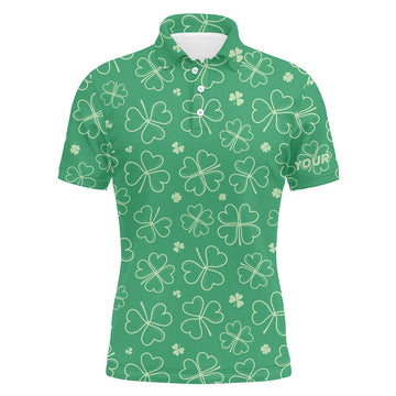 Personalized Green Clovers St. Patrick's Day Men's Golf Polo Shirt | Shamrock Golf Shirt for Men | Golf Gift L1330