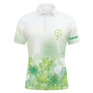 Green Clover Silhouette Twinkle St. Patrick's Day Men's Golf Polo Custom Golf Shirt Golf Gift L1331