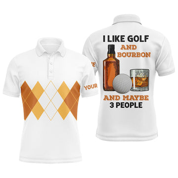 Men's Yellow Argyle Golf Polo Shirt - Golf & Bourbon Theme L0949