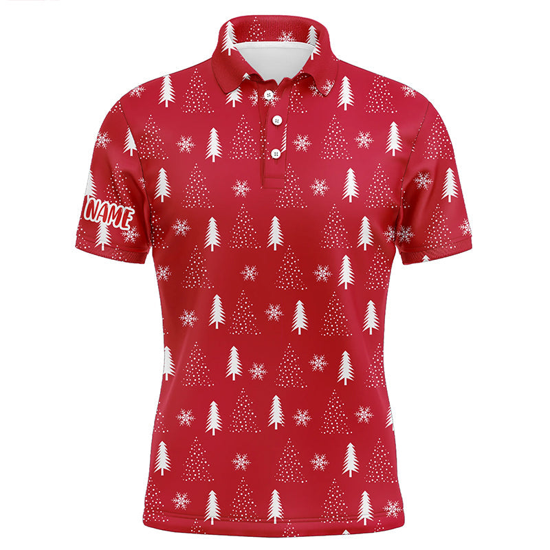 Men's Red Christmas Tree Seamless Polo Golf Shirt - Customized Golf Top for Golf Enthusiasts - Ideal Golf Gift L0618