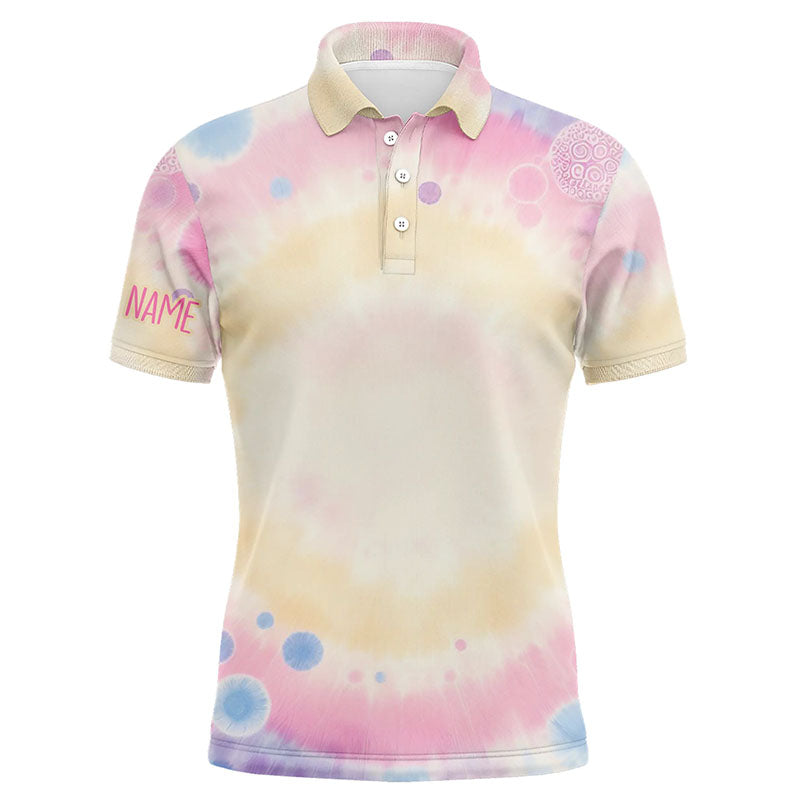 Men's Custom Name Pastel Tie Dye Golf Polo Shirt - Unique Golf Gift L1307