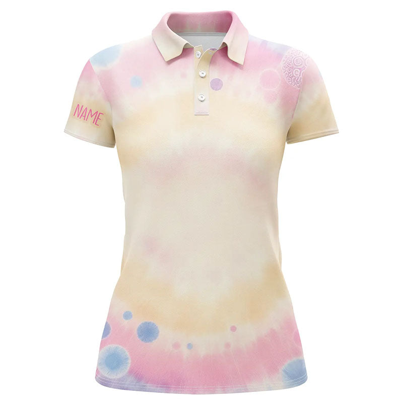 Women's Custom Name Pastel Tie Dye Golf Polo Shirt - 3D Print | Golf Gifts for Her L1307