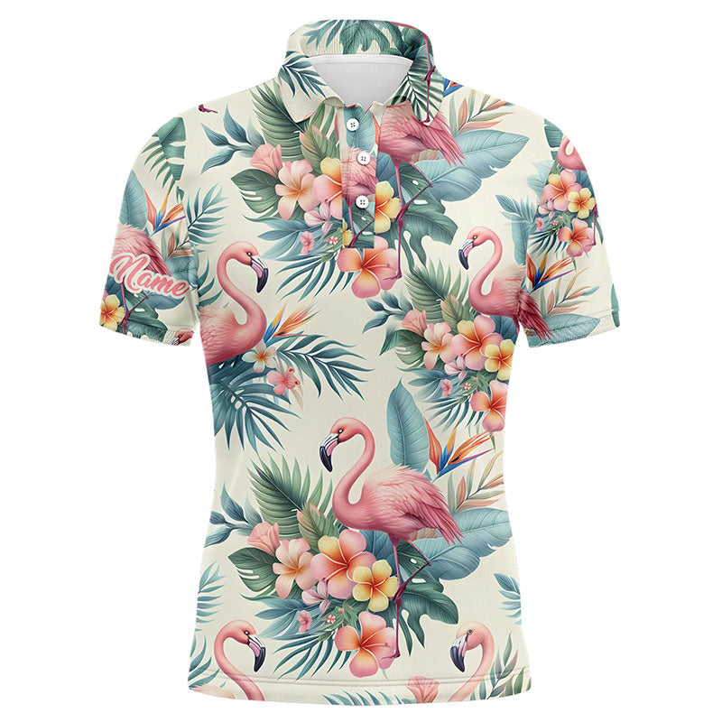 Pink Flamingo Tropical Men's Golf Polo Shirt | Custom Golf Shirt for Men | Golfing Gift L1309