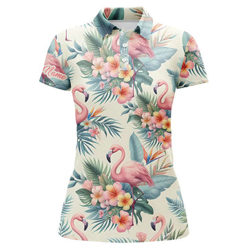 Tropical Pink Flamingo Women's Golf Polo Shirt | Custom Golf Shirt for Ladies | Golfing Gift L1309