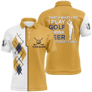 Yellow Argyle Golf Polo for Men - Funny Golf Gift L0472