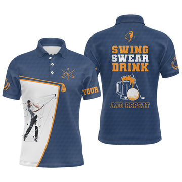 Navy Blue Men's Golf Polo Shirt - Beer Theme L0530