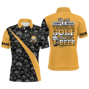 Men's Beer Skull Golf Polo Shirt L0539