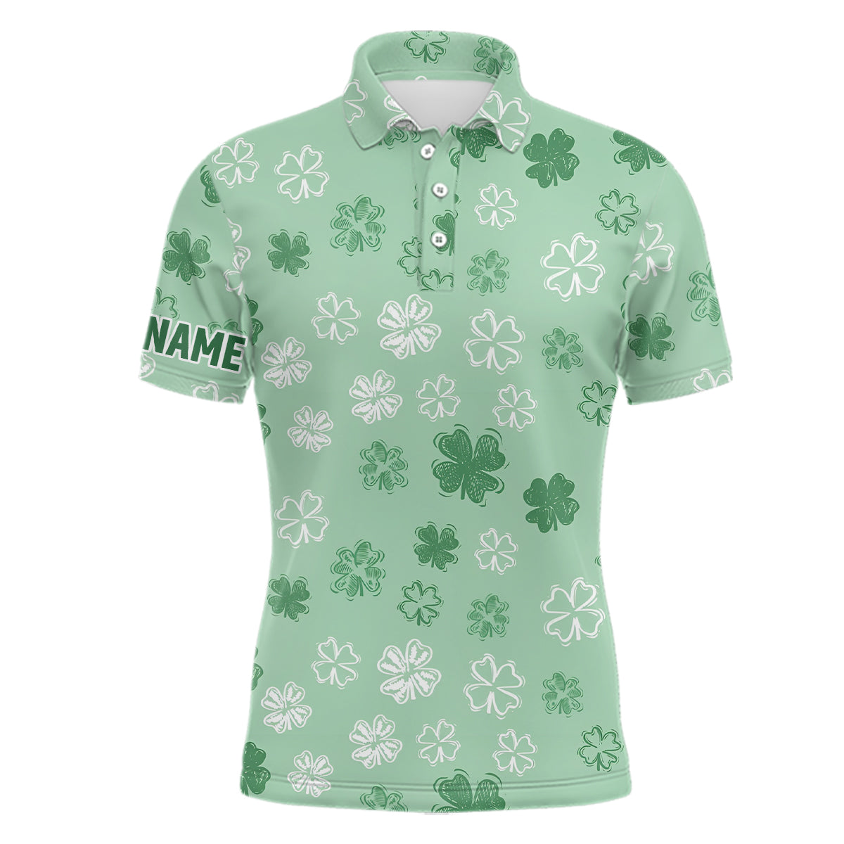 Men's Green Clover St. Patrick's Day Golf Polo Shirt - Custom Golf Shirt for Men - Ideal Golfing Gift L1256