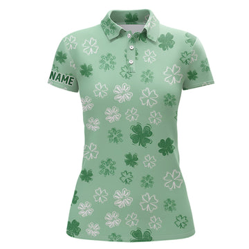 Women's Green Clover St. Patrick's Day Golf Polo Shirt - Custom Golf Shirt for Women - Golfing Gift L125